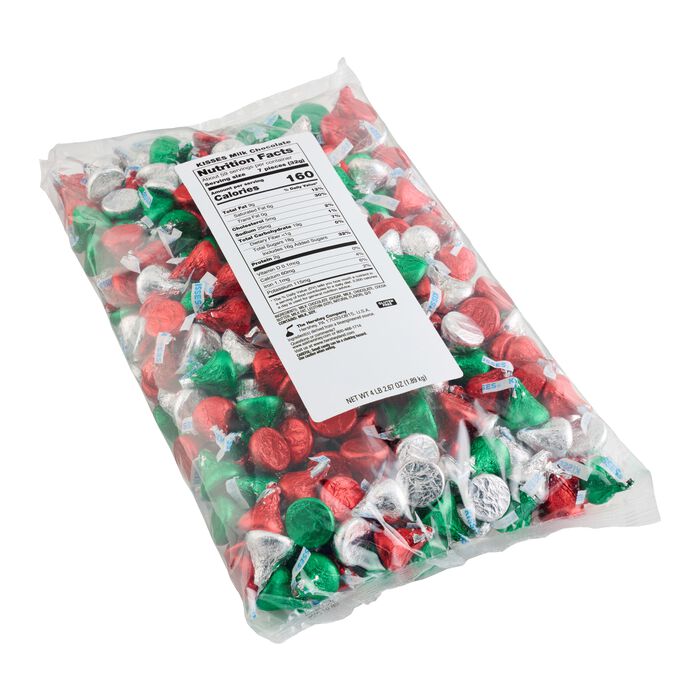 HERSHEY'S KISSES Milk Chocolates in Holiday Mixed Foils - 66.7oz Candy Bag