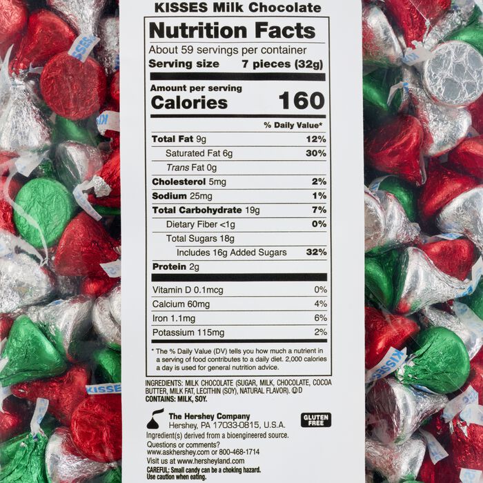 HERSHEY'S KISSES Milk Chocolates in Holiday Mixed Foils - 66.7oz Candy Bag