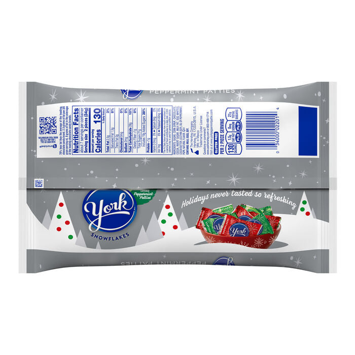 YORK Dark Chocolate Peppermint Patties Snowflakes, Christmas , Candy Bag, 8.4 oz