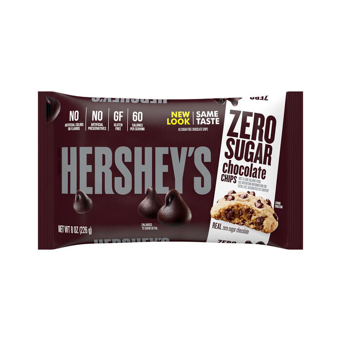 HERSHEY'S Zero Sugar Chocolate Baking Chips Bag, 8 oz