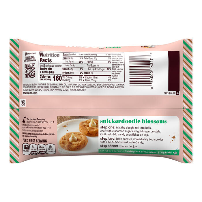 HERSHEY'S KISSES Snickerdoodle Cookie Flavored, Christmas , Candy Bag, 8 oz
