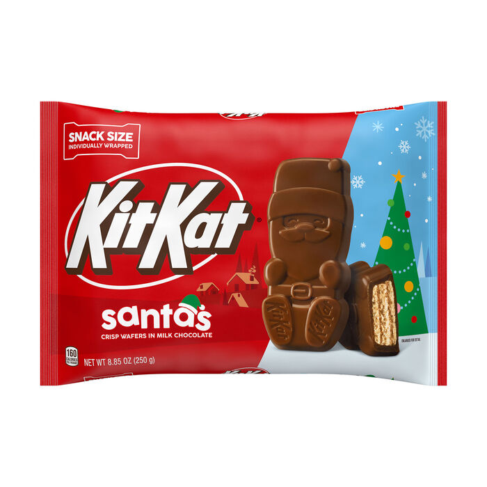 KIT KAT® Milk Chocolate Wafer Snack Size Santas, Christmas Candy Bag, 8.85 oz
