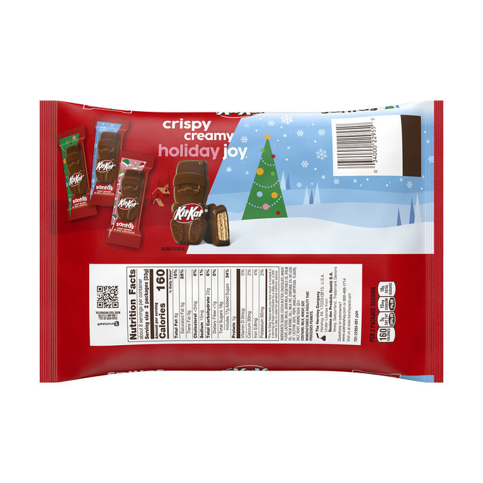 KIT KAT® Milk Chocolate Wafer Snack Size Santas, Christmas Candy Bag, 8.85 oz