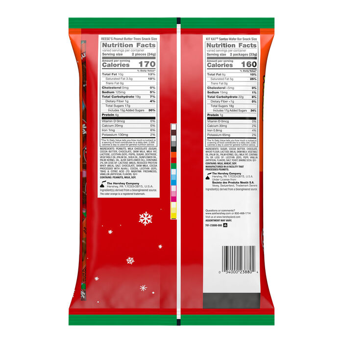 KIT KAT® and REESE'S Milk Chocolate Snack Size Assorted Christmas Candy Bag, 18.45 oz
