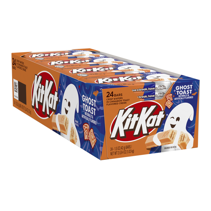 KIT KAT® Ghost Toast Cinnamon Toast Flavored Creme Wafer Bars, Halloween Candy Packs, 1.5 oz (24 Count)