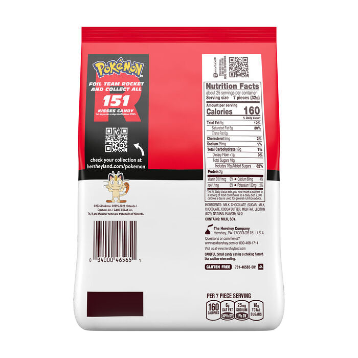 HERSHEY'S KISSES Milk Chocolate Pokémon Team Rocket Candy Party Pack, 28.3 oz