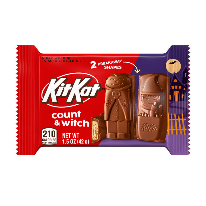 KIT KAT® Milk Chocolate Wafer Count and Witch, Halloween Candy Bar, 1.5 oz