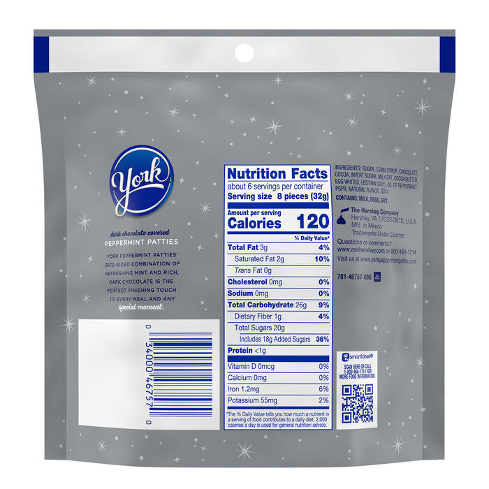 YORK Minis Unwrapped Dark Chocolate Peppermint Patties, Christmas , Candy Bag, 7 oz