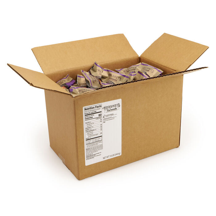 HERSHEY'S Dark Chocolate Caramels with Sea Salt Bulk Box, 7.6 lbs (150 Pieces)