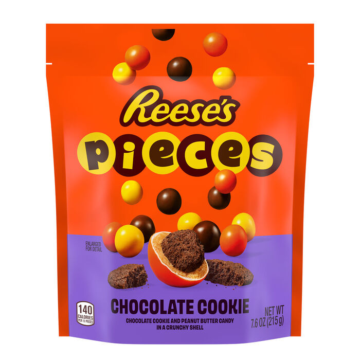REESE'S PIECES Chocolate Cookie and Peanut Butter in a Crunchy Shell Candy Bag, 7.6 oz