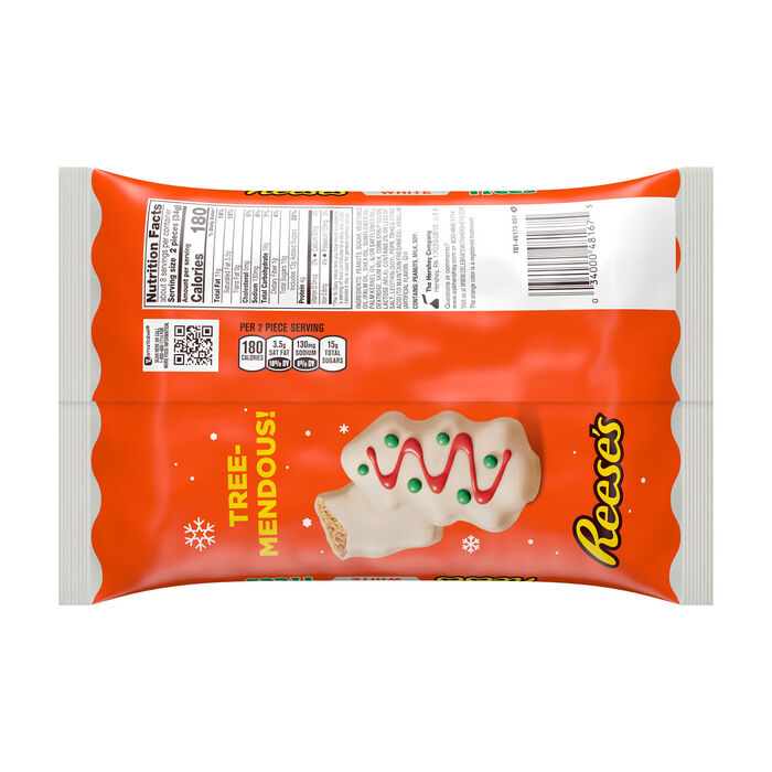 REESE'S White Creme Snack Size Peanut Butter Trees, Christmas Candy Bag, 9.6 oz