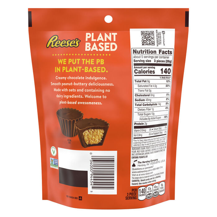 REESE'S Miniatures Plant Based Oat Chocolate Confection Peanut Butter Cups Candy Bag, 4.5 oz