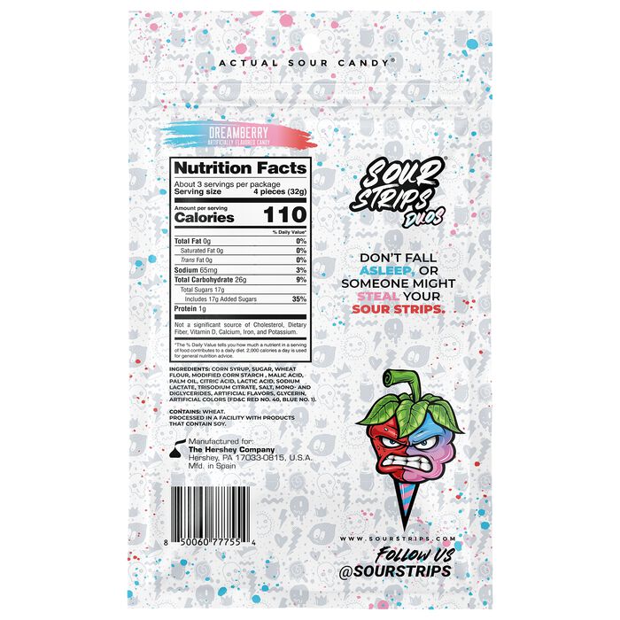 Sour Strips Dreamberry Candy Peg Bag, 3.4oz