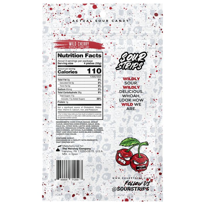 Sour Strips Doubleberry Candy Peg Bag, 3.4oz