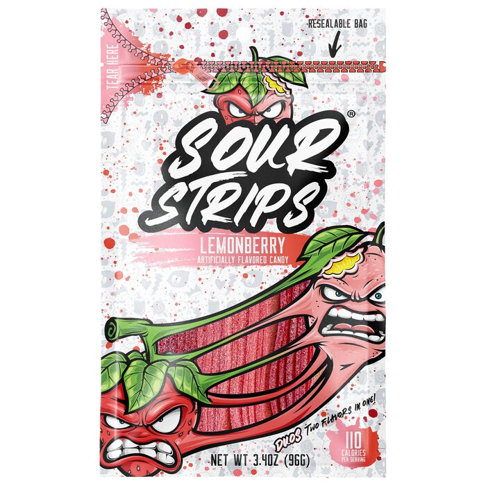 Sour Strips Lemonberry Candy Peg Bag, 3.4oz